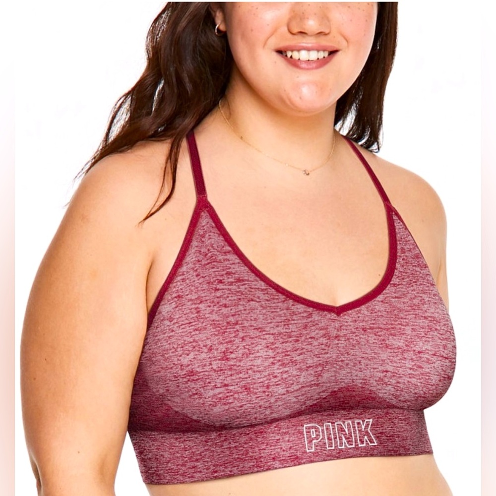 PINK Victoria's Secret Heathered Burgundy Sports Bra